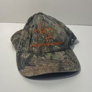 Men's Strapback Camo Hat with Orange Embroidery